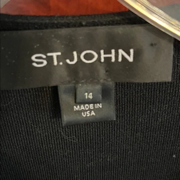 St. John Black long jacket with Gold Buttons - Picture 2 of 7